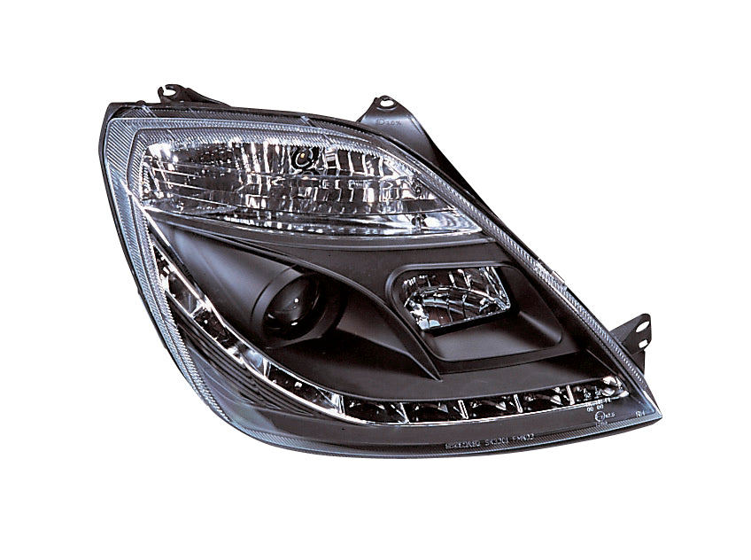 Image of Ford Fiesta Mk5 02-08 Headlights Set DRL Black (Electric)