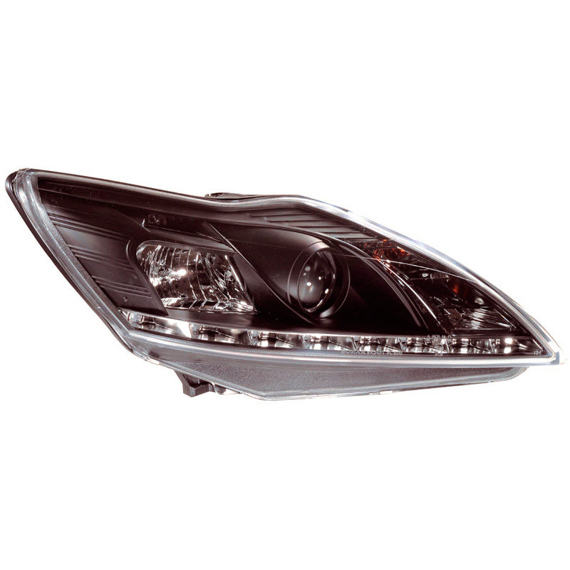 Ford-Focus-Mk2-08-11-Headlights-Set-DRL-Black-(Electric)