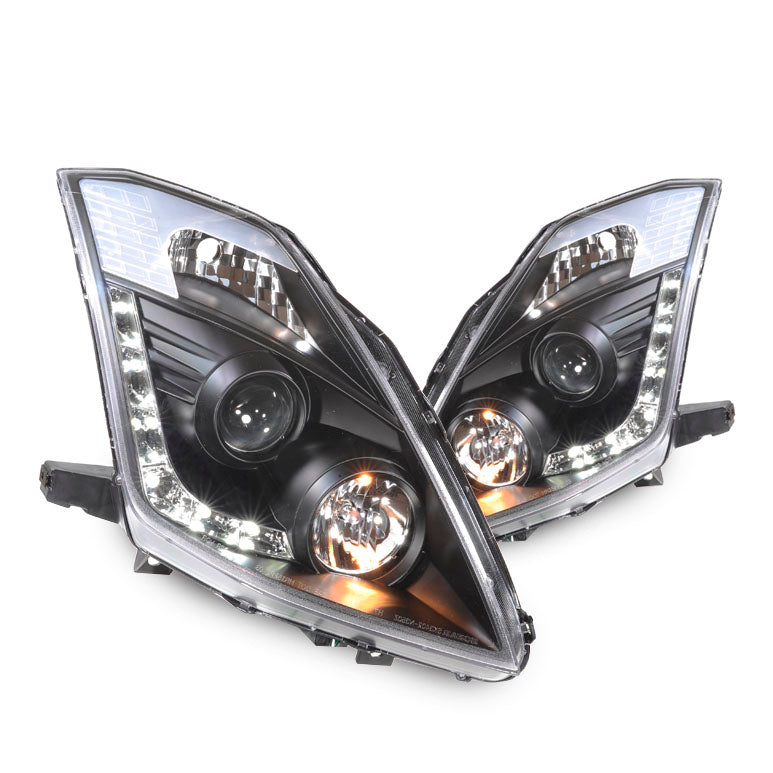 Nissan-350Z-03-09-DRL-Projector-Headlights-Set-Black-(Halo)
