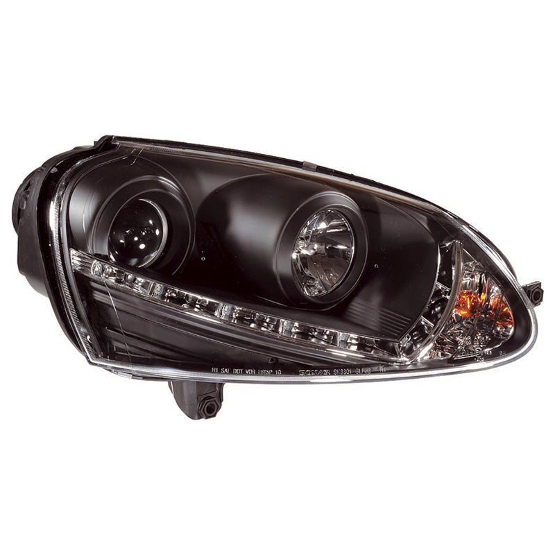 Image of VW Golf 5 Koplampenset DRL Zwart (Elektrisch)