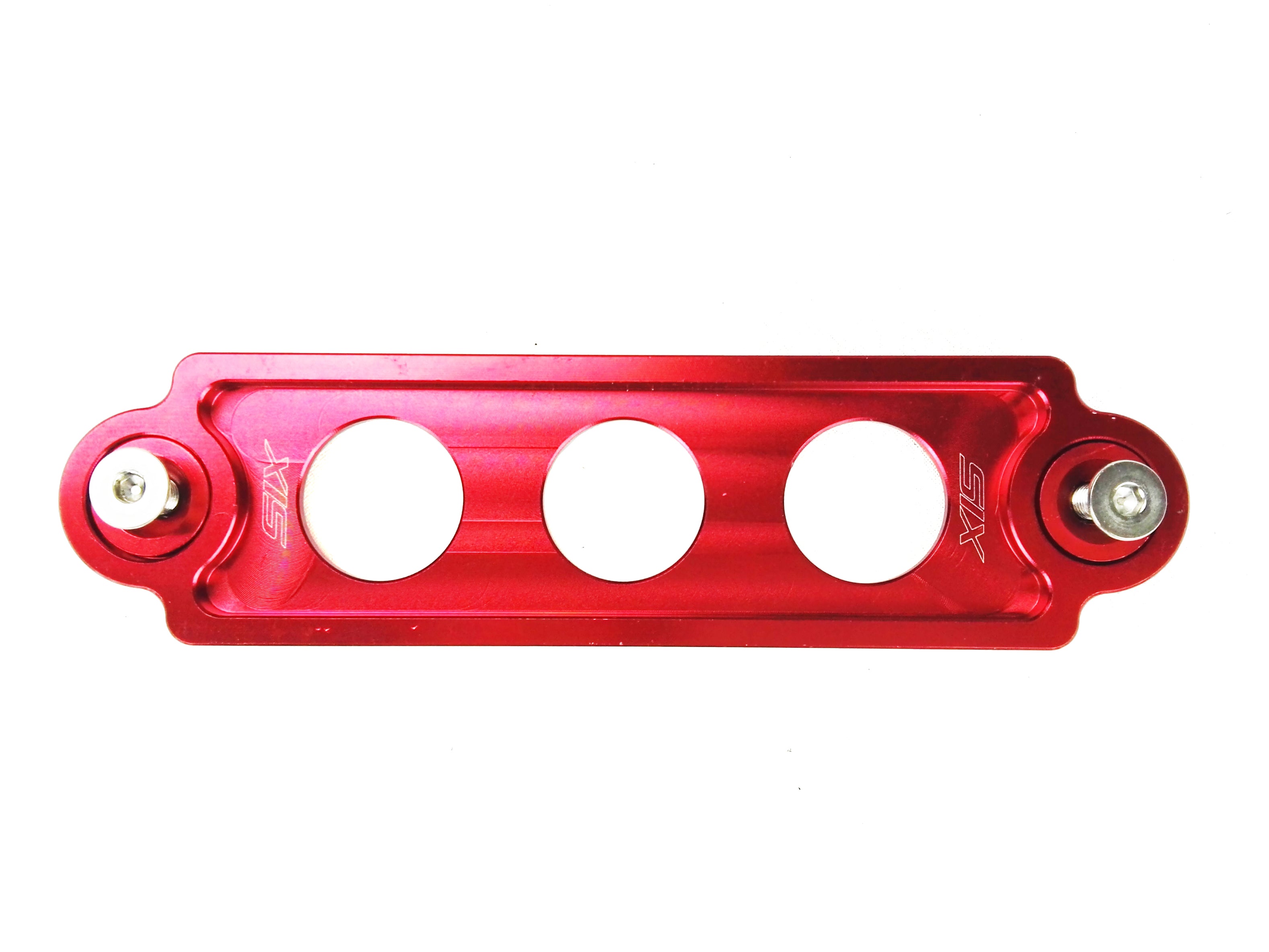 Image of Universal Billet Battery Tie Down Short 17cm Red [SIX]
