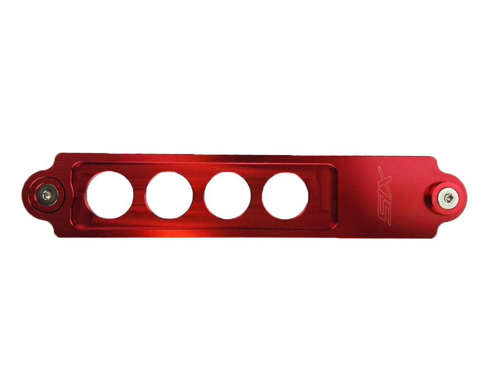Image of Universal Billet Battery Tie Down Long 22cm Red [SIX]