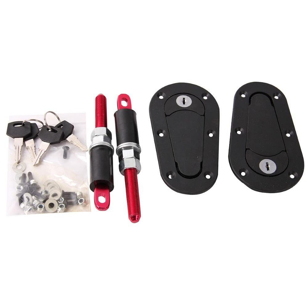 Image of Universal Aerocatch Hood Pins/Fasteners With Lock Black/Red