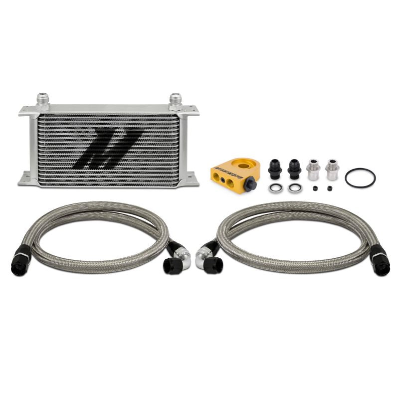 Universal-Thermostatic-Oil-Cooler-19-Row-Silver-Mishimoto