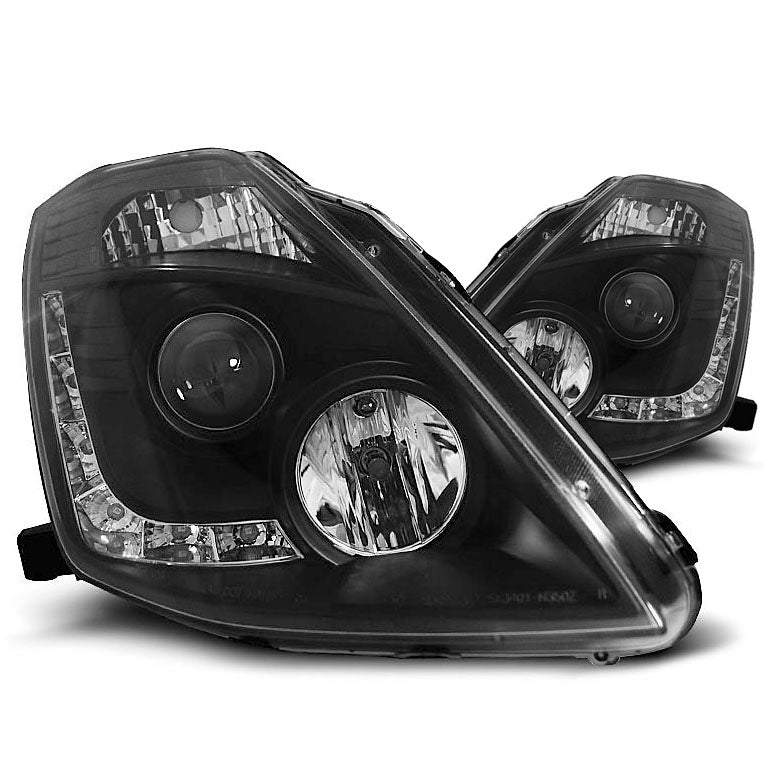 Nissan-350Z-03-09-DRL-Projector-Headlights-Set-Black-Xenon