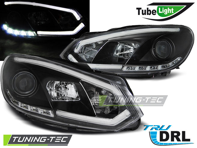 VW-Golf-6-08-12-Headlights-Tube-Light-DRL-Black