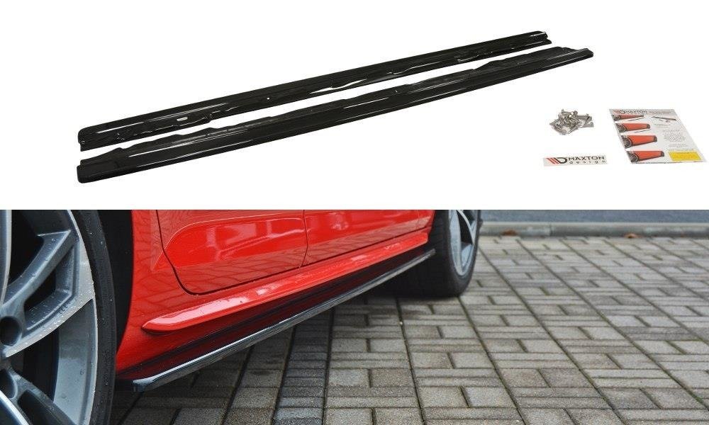 Image of Side Skirts Diffusers Audi S4 / A4 S-Line B9 - Gloss Black