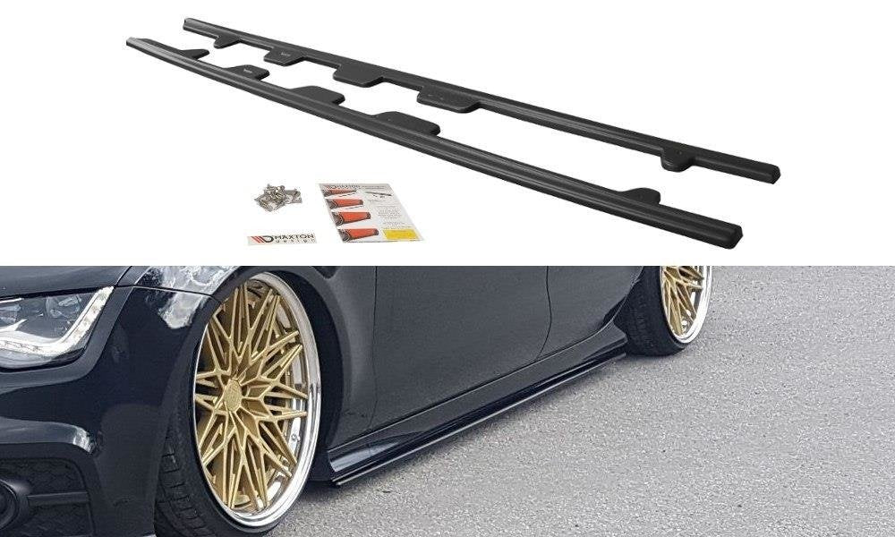 Image of Side Skirts Diffusers Audi S7 / A7 S-Line C7 - Gloss Black