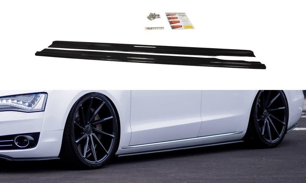 Image of Side Skirts Diffusers Audi A8 D4 - Gloss Black
