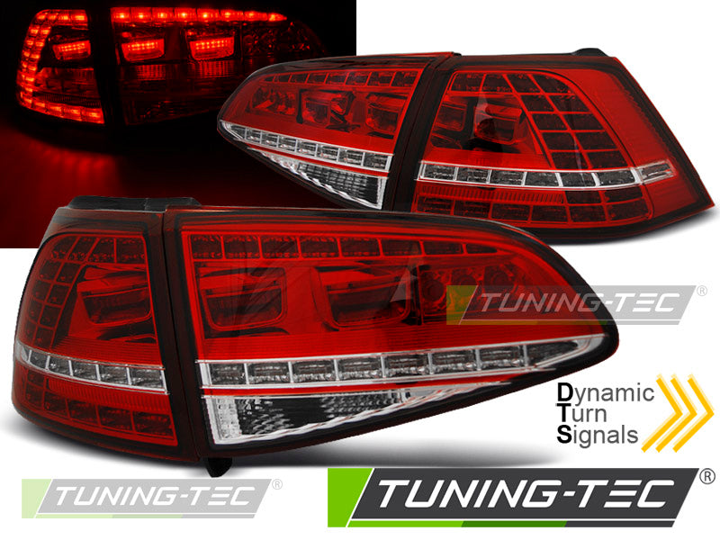 Image of VW Golf 7 13-17 Led Tail Lights Sport Red White V2