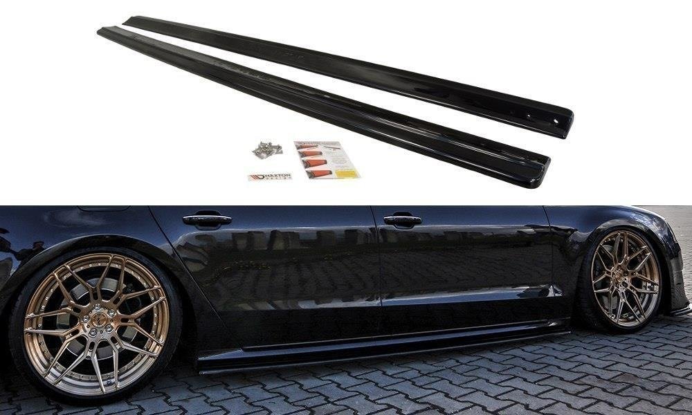 Image of Side Skirts Diffusers Audi S8 D4 FL - Gloss Black