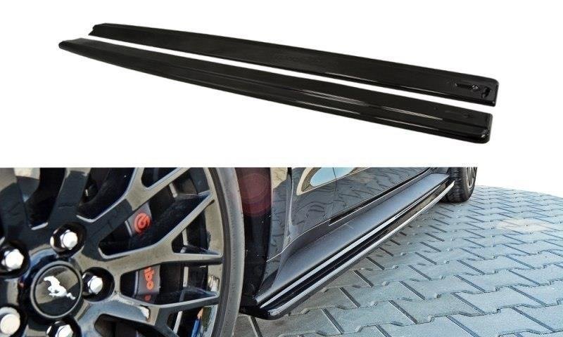 Image of Side Skirts Diffusers Ford Mustang GT MK6 - Gloss Black