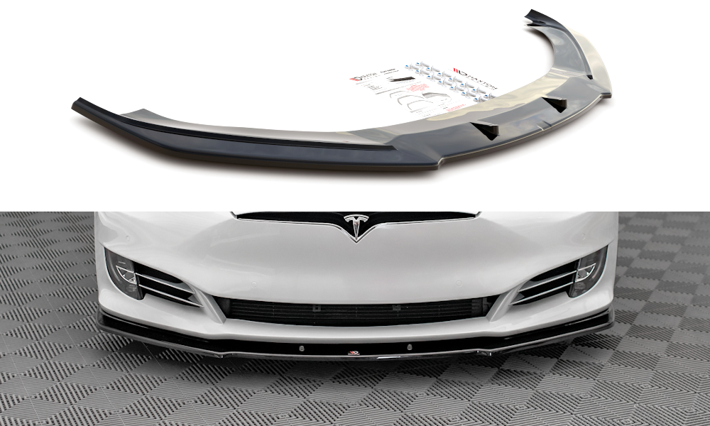 Image of Front Splitter V.1 Tesla Model S Facelift - Textured