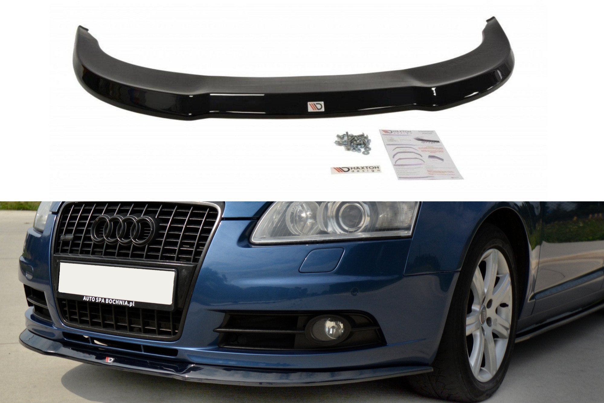 Image of Front Splitter Audi A6 S-Line C6 - Gloss Black