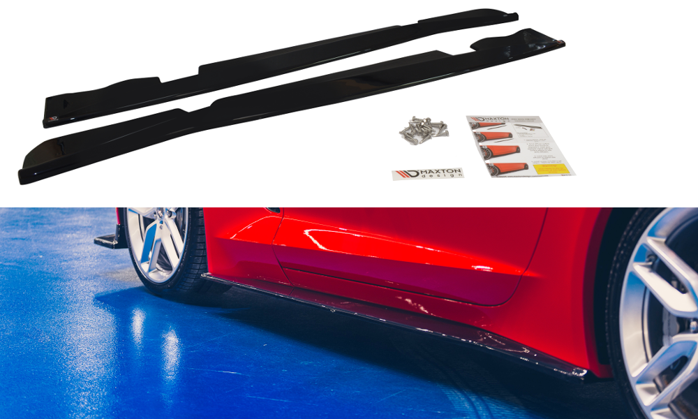 Image of Side Skirts Diffusers Chevrolet Corvette C7 - Textured