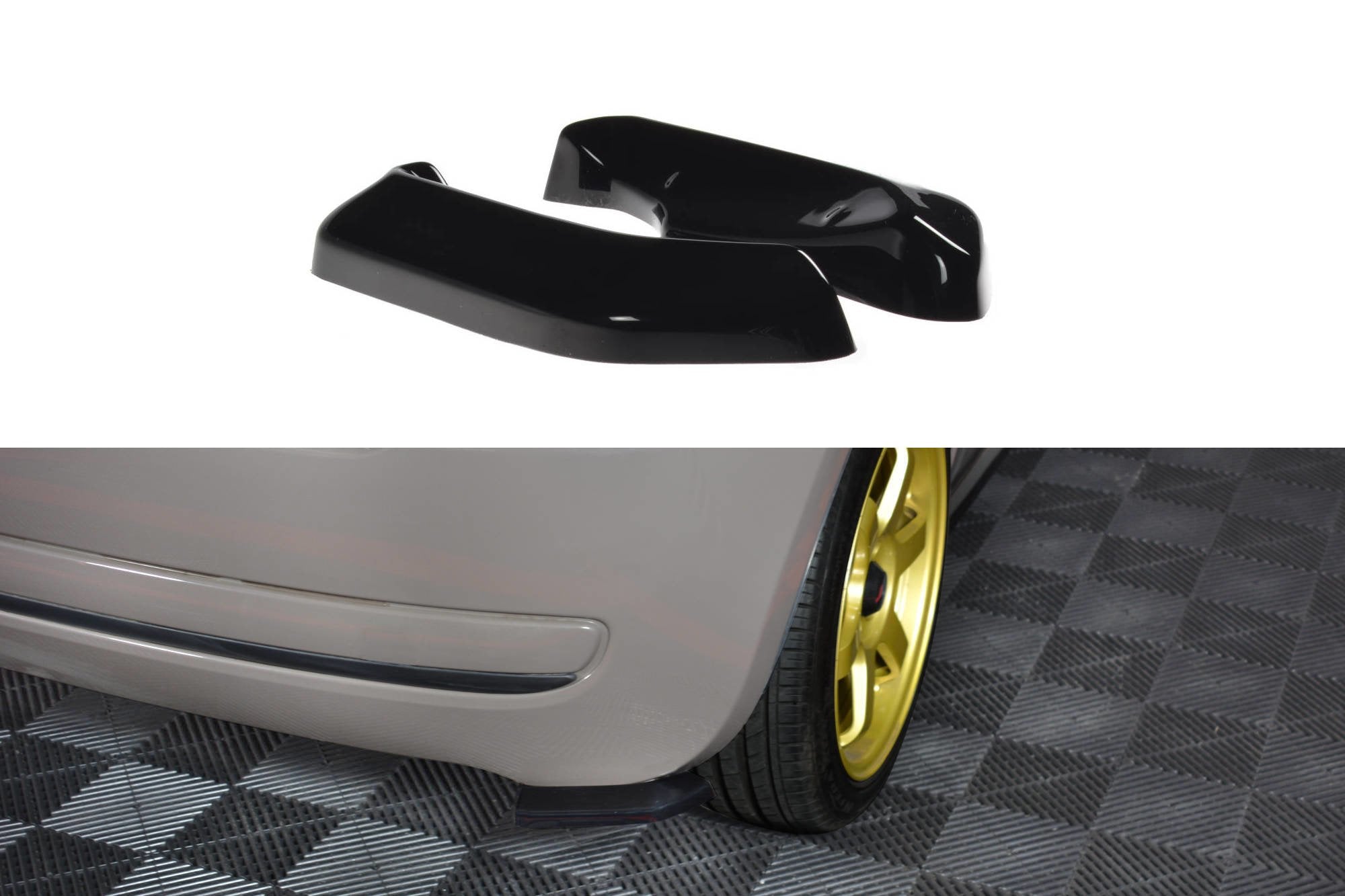 Image of Rear Side Splitters Fiat 500 Hatchback Preface - Gloss Black