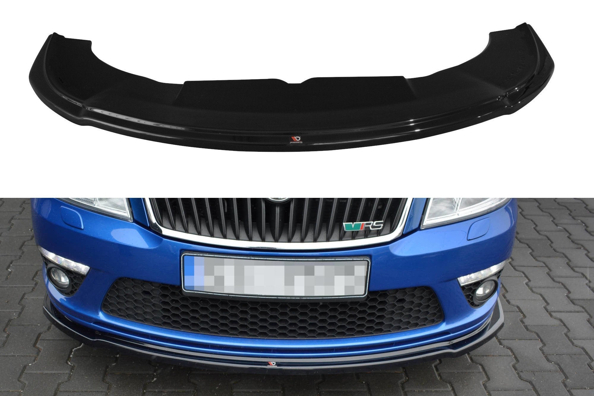 Image of Front Splitter V.2 Skoda Octavia RS MK2 FL - Gloss Black