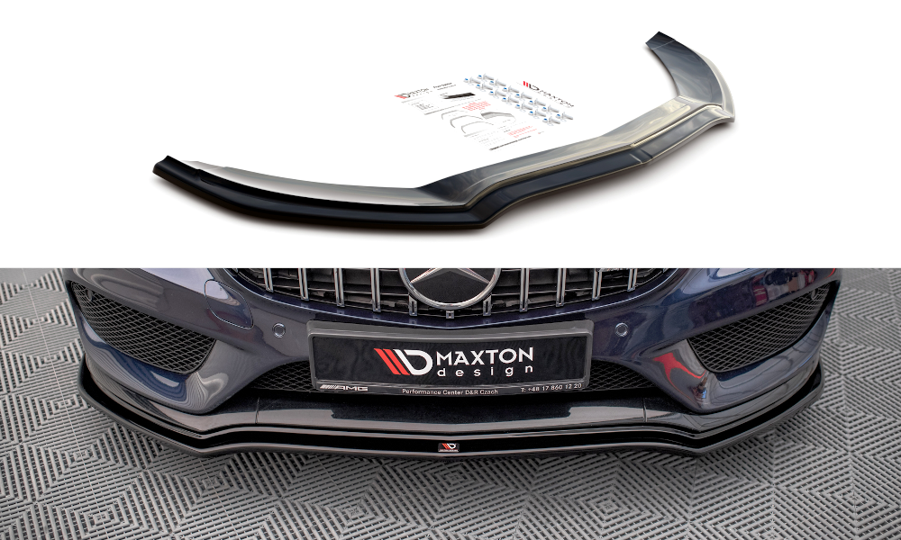 Image of Front Splitter V.1 Mercedes- Benz C43 AMG W205 - Gloss Black