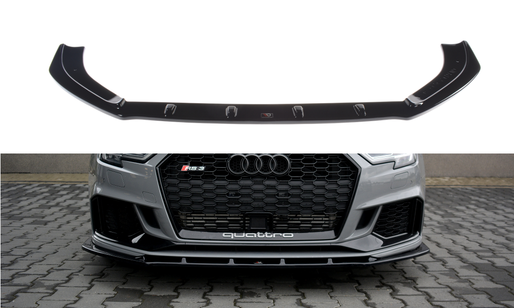 Image of Front Splitter V.1 Audi RS3 8V FL Sedan - Gloss Black
