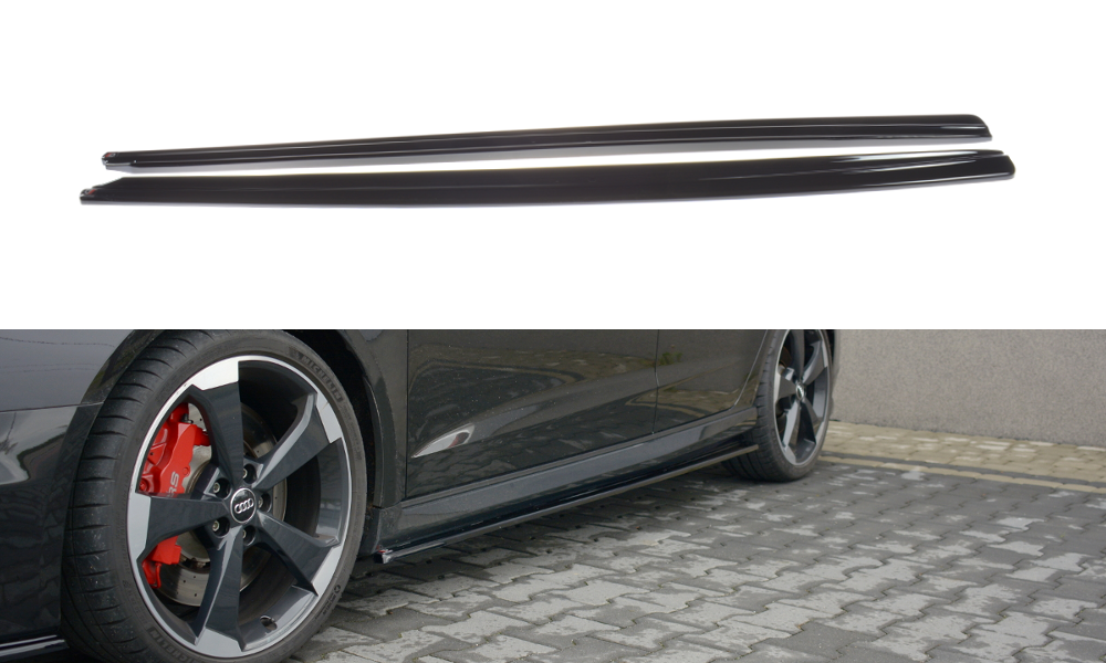 Image of Side Skirts Diffusers Audi RS3 8V FL Sportback - Gloss Black
