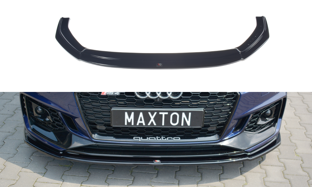 Image of Front Splitter V.2 Audi RS4 B9 - Gloss Black
