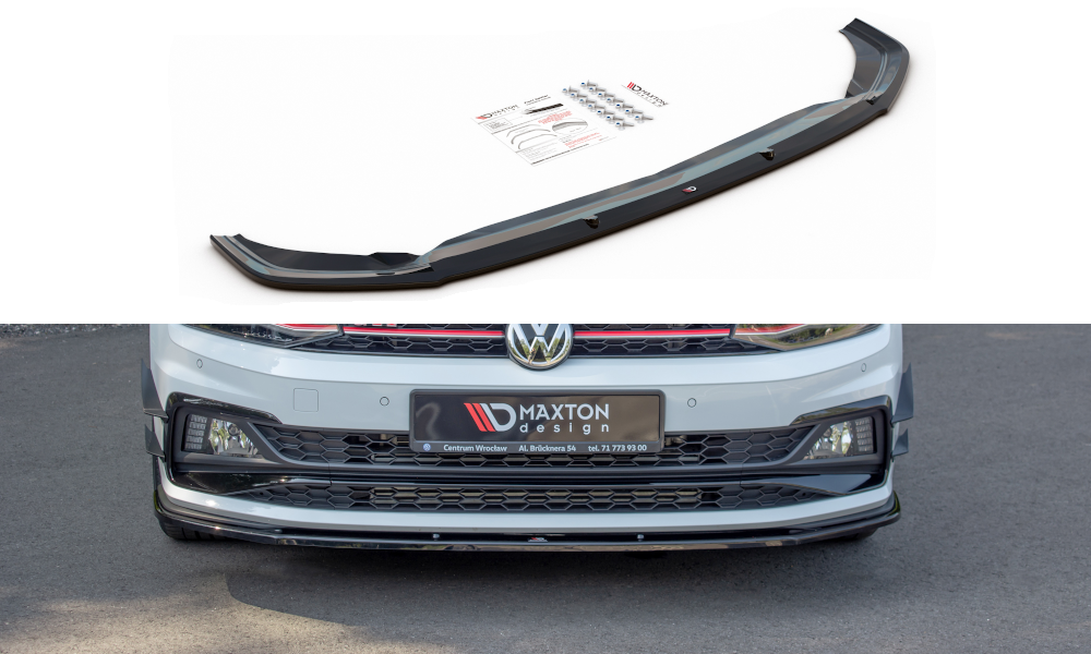 Image of Front Splitter V.1 VW Polo MK6 GTi - Gloss Black