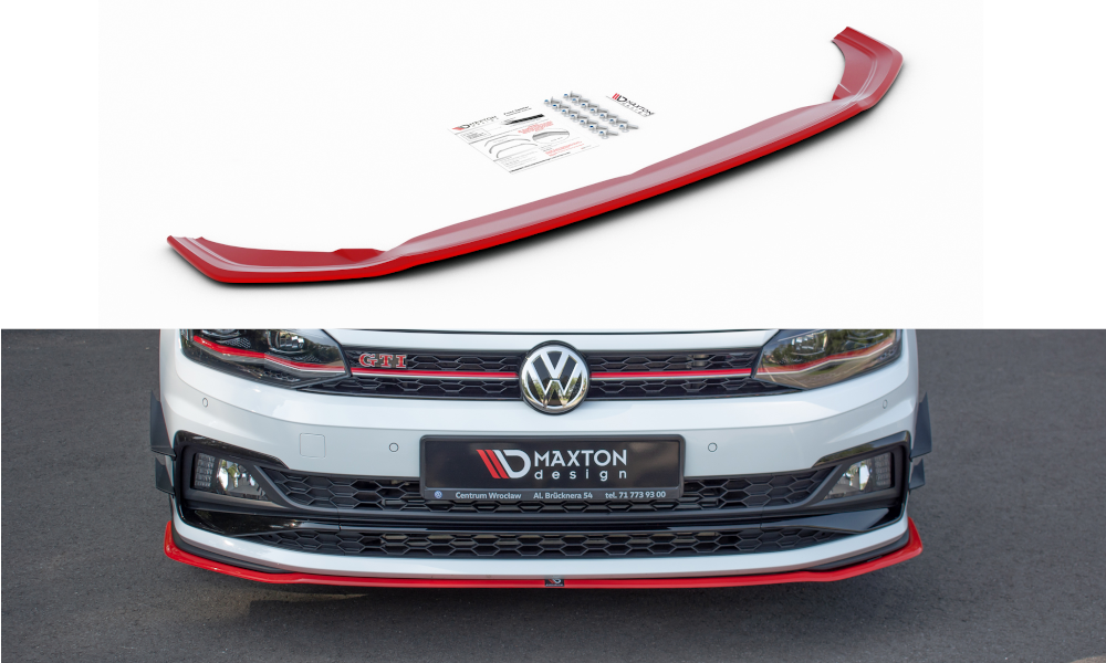 Image of Front Splitter V.2 VW Polo MK6 GTi - Gloss Black