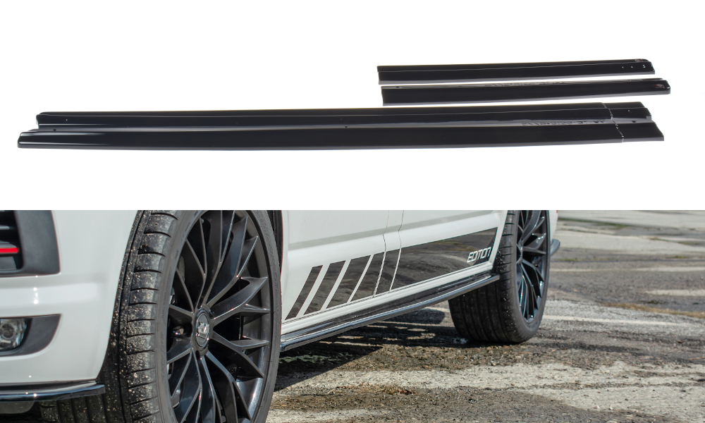 Image of Side Skirts Diffusers Volkswagen T6 - Gloss Black