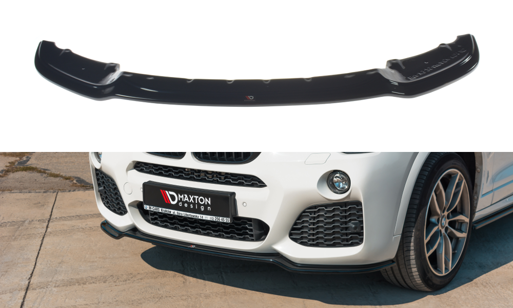 Image of Front Splitter For BMW X3 F25 M-Pack Facelift - Gloss Black