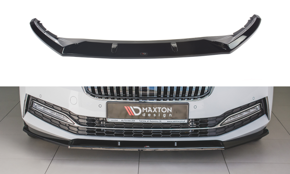 Image of Front Splitter V.2 Skoda Superb MK3 FL - Gloss Black