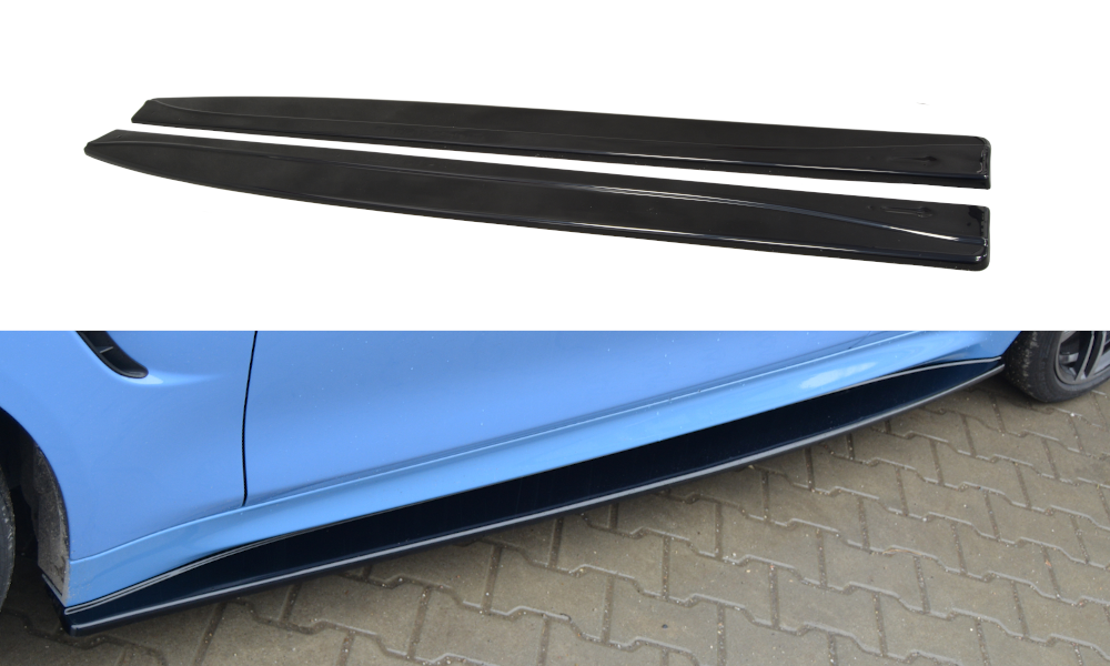 Image of Side Skirts Diffusers BMW M4 F82 - Gloss Black V1