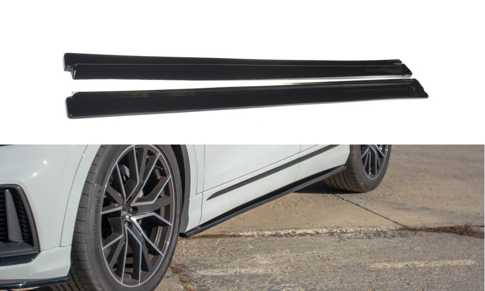 Image of Side Skirts Diffusers Audi Q8 S-Line - Gloss Black