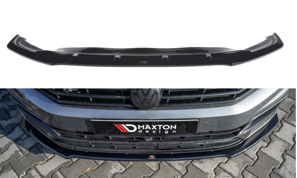 Image of Front Splitter V.1 Volkswagen Passat R-Line B8 - Gloss Black