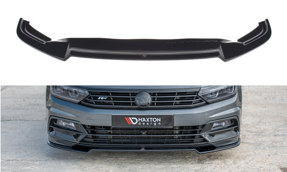 Image of Front Splitter V.2 Volkswagen Passat R-Line B8 - Gloss Black