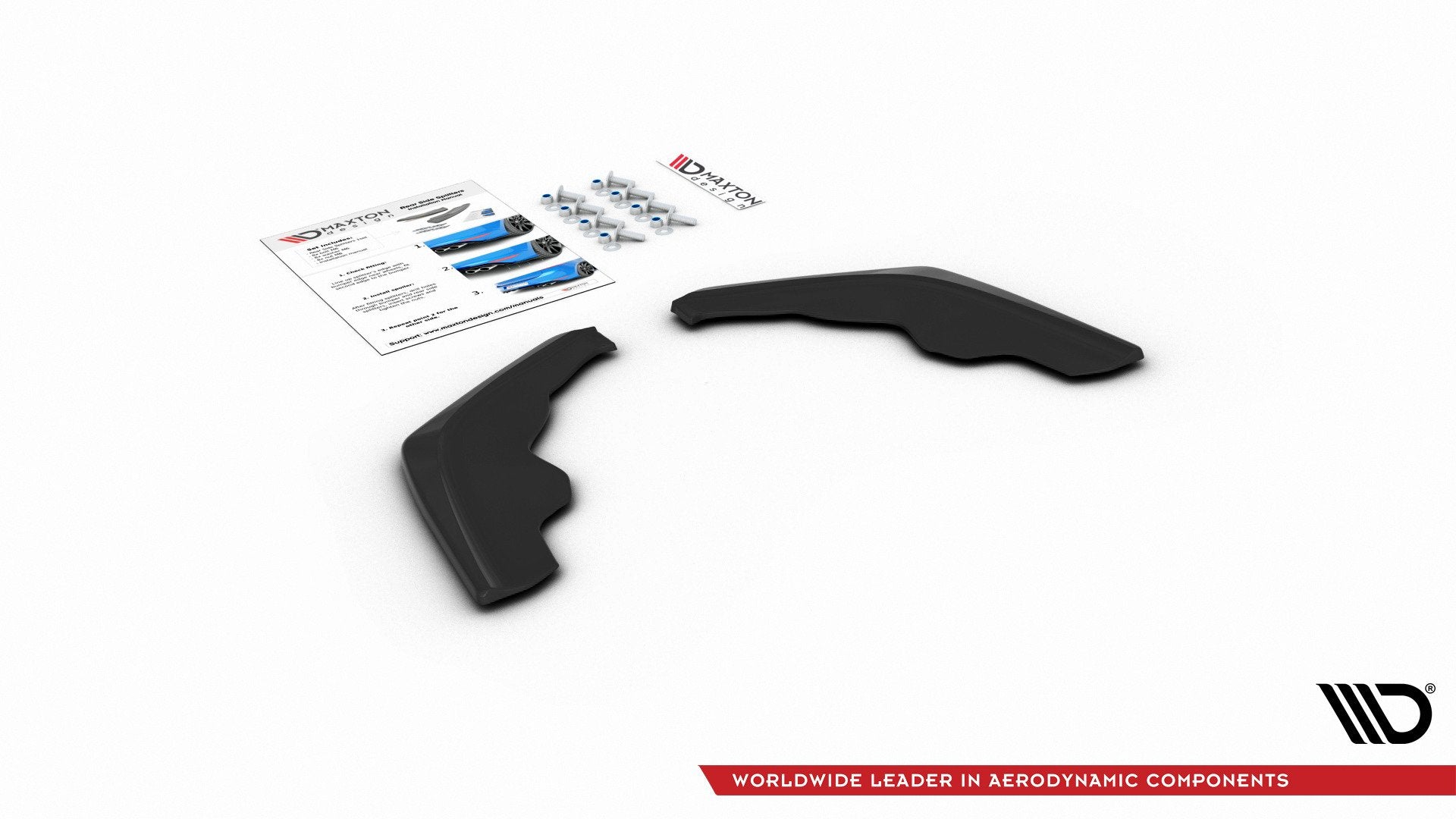 Rear Side Splitters V.2 For BMW 1 F40 M-Pack - Gloss Black