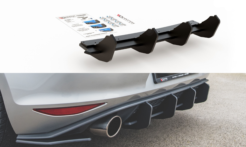 Image of Racing Durablity Rear Diffuser V.2 VW Golf 7 GTi - Red Line