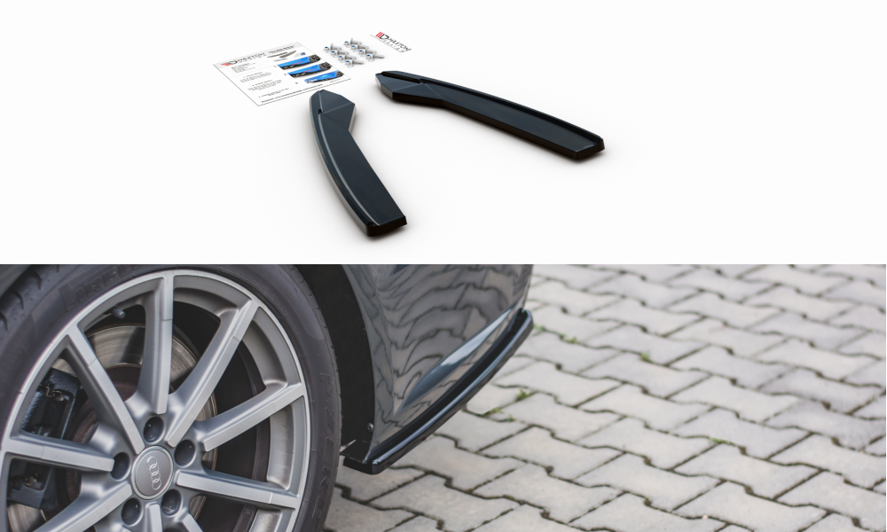 Image of Rear Side Splitters Audi S6 / A6 S-Line C7 FL - Gloss Black
