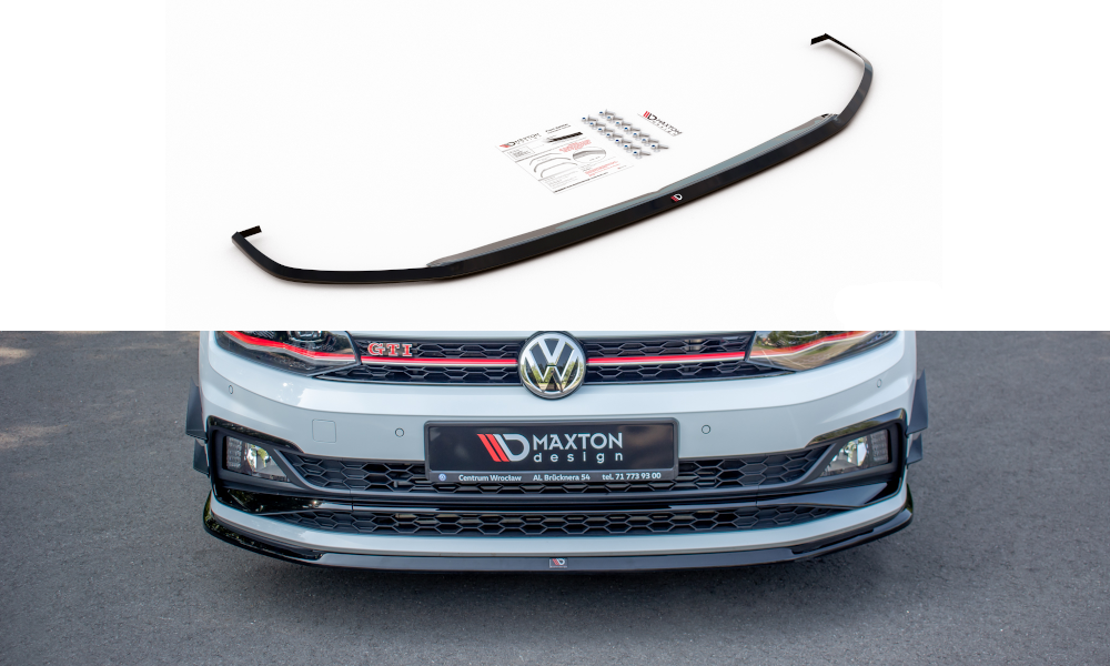 Image of Front Splitter V.3 VW Polo GTi MK6 - Gloss Black