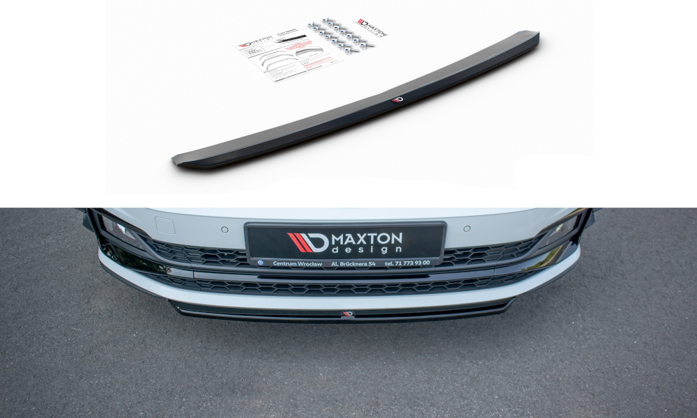 Image of Front Splitter V.4 VW Polo GTi MK6 - Gloss Black