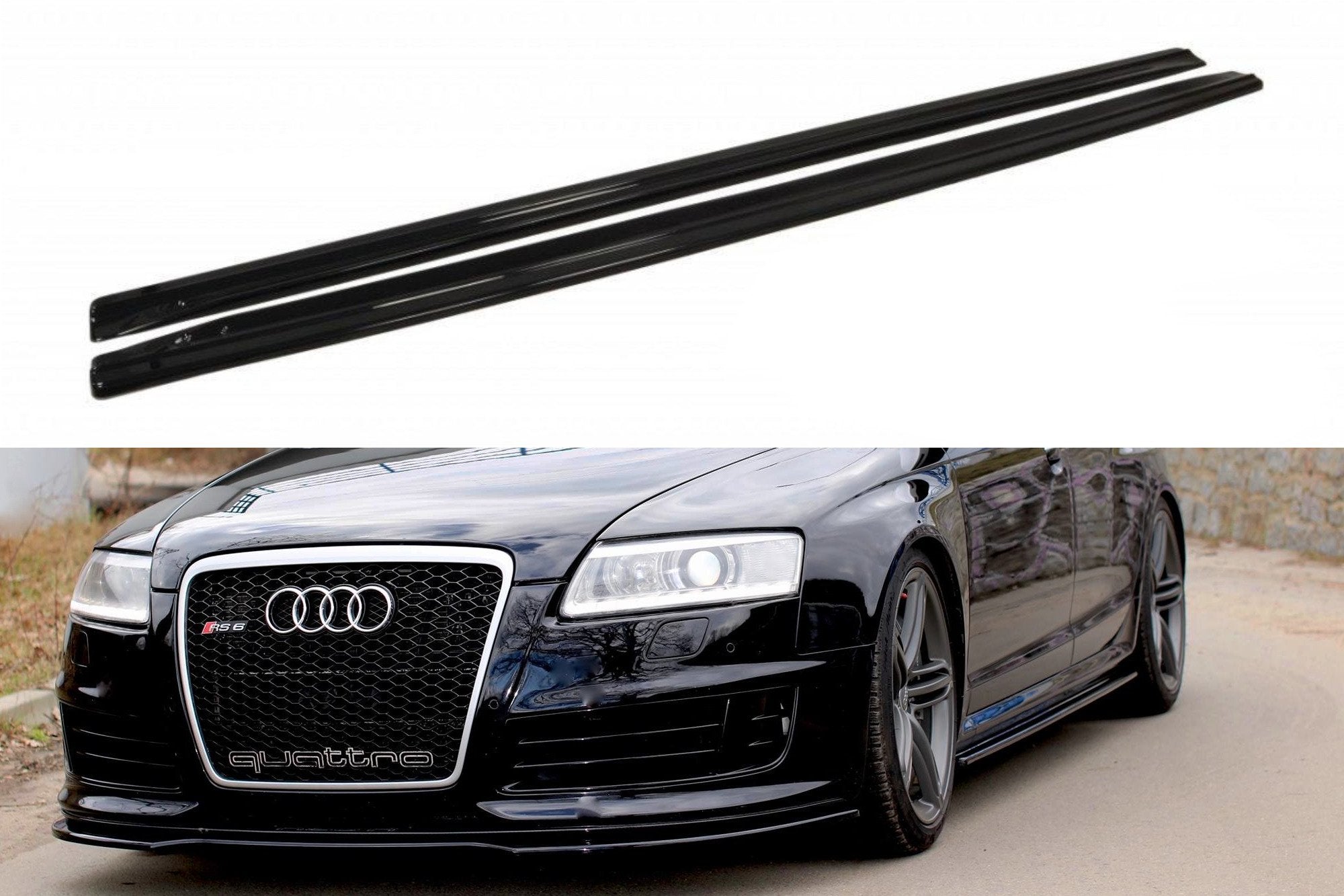 Image of Sideskirts diffusers Audi RS6 C6 - Glanzend Zwart