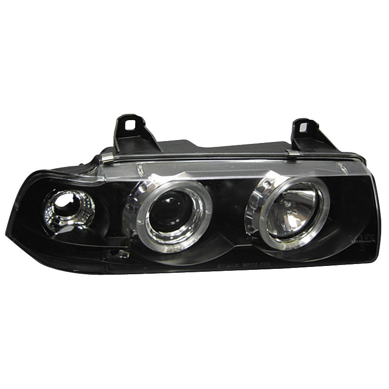 Image of BMW E36 90-08 C/C Headlights Angel Eyes Black