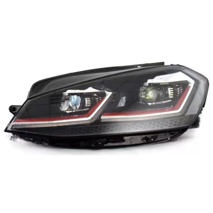 VW-Golf-13+-Set-7.5-Look-Head-Lights-Black/Red-Incl.-DRL