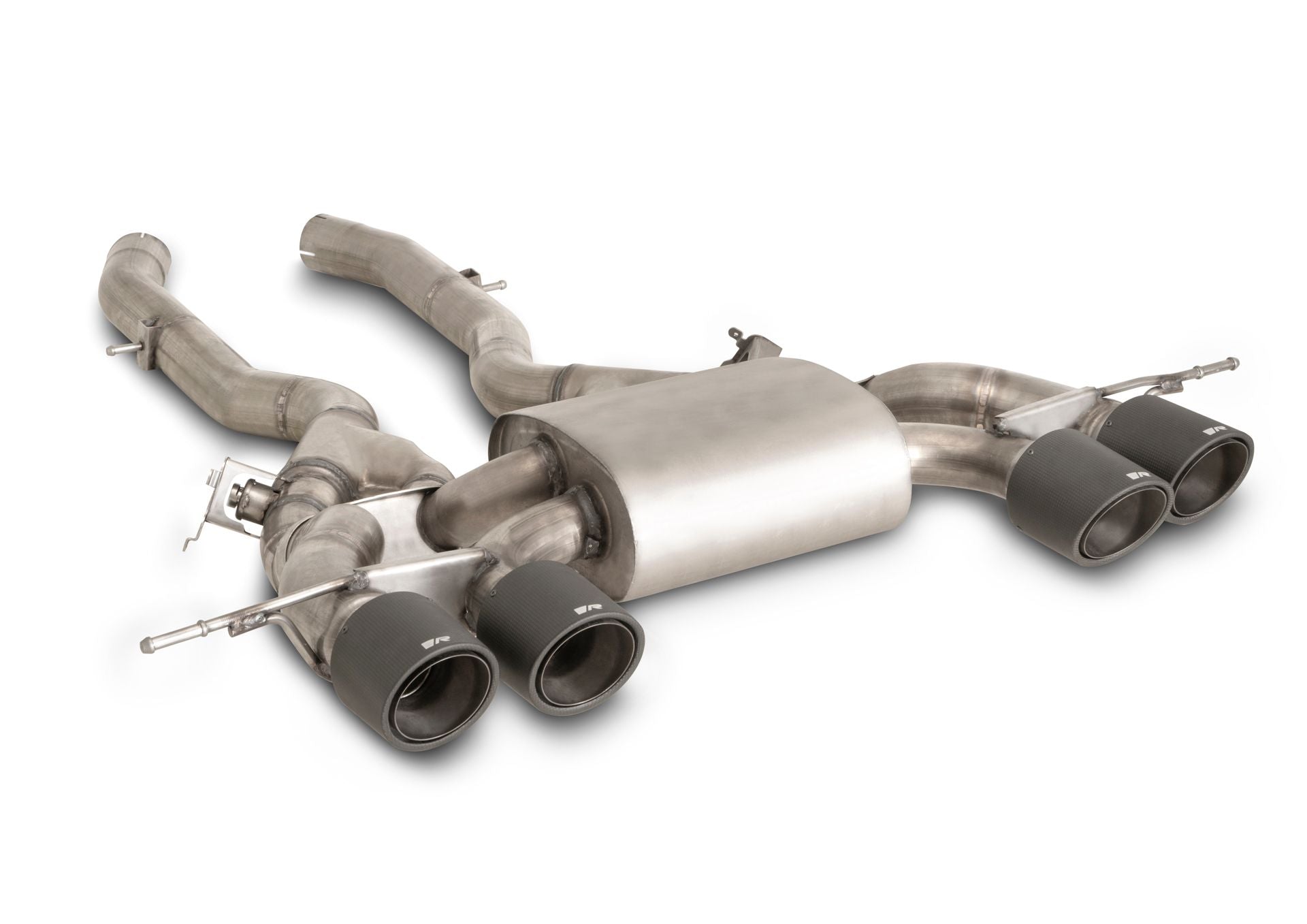 Exhaust System for the BMW M2 G87 Decat Pipe + Centered Silencer | 4x 102mm Black Chrome Rolled Edge Tips (#1)