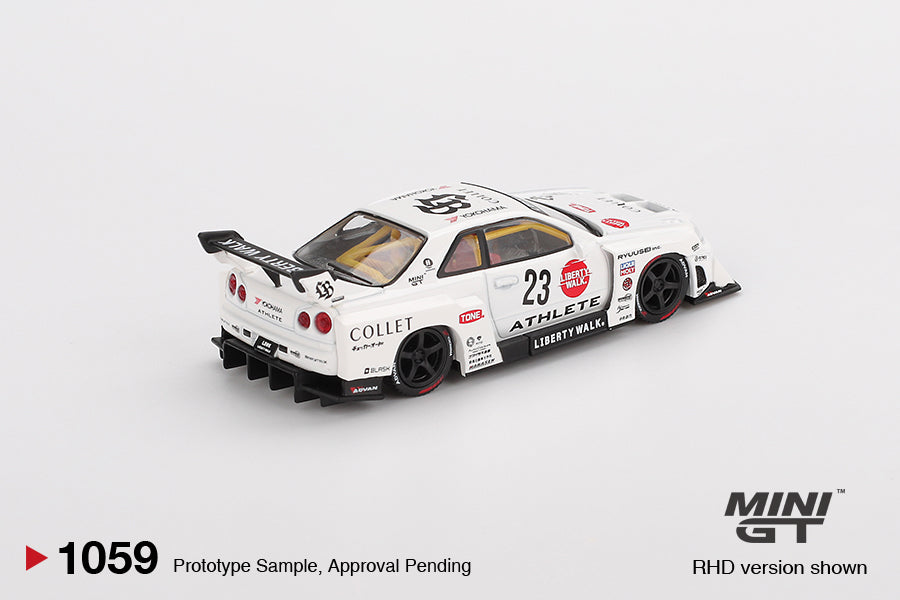 Mini GT - 1/64 Nissan R34 GTR Super Silhoutte - WHITE ATHLETE