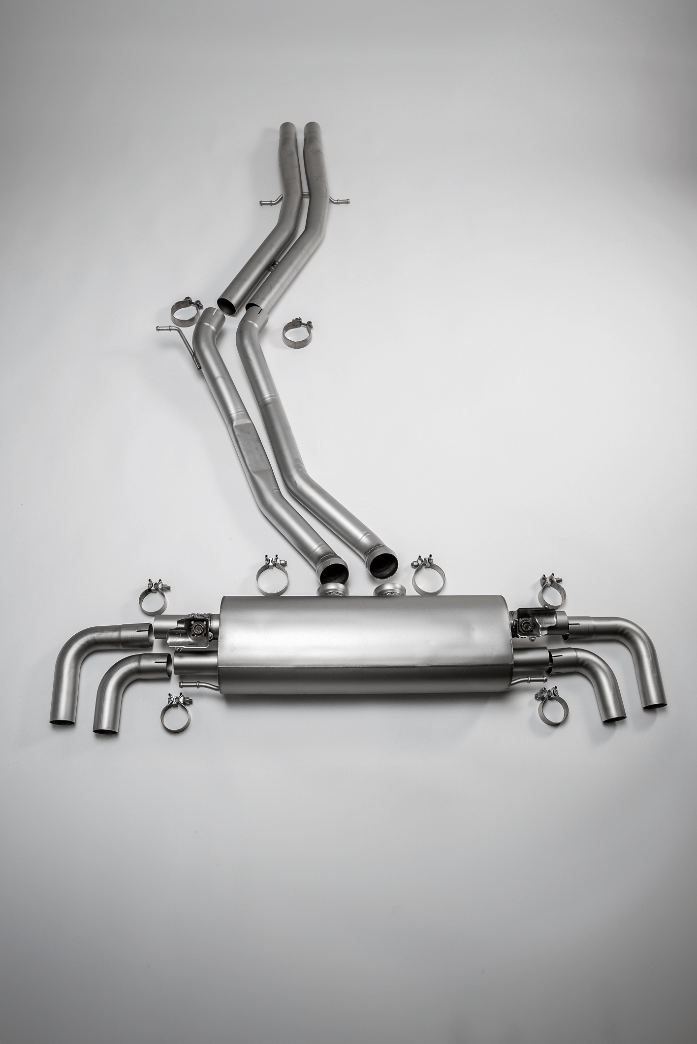 Front section-back-system for Porsche Cayenne E-Hybrid PO536/9YA 4x 102mm Black Chrome Rolled Edge Tips