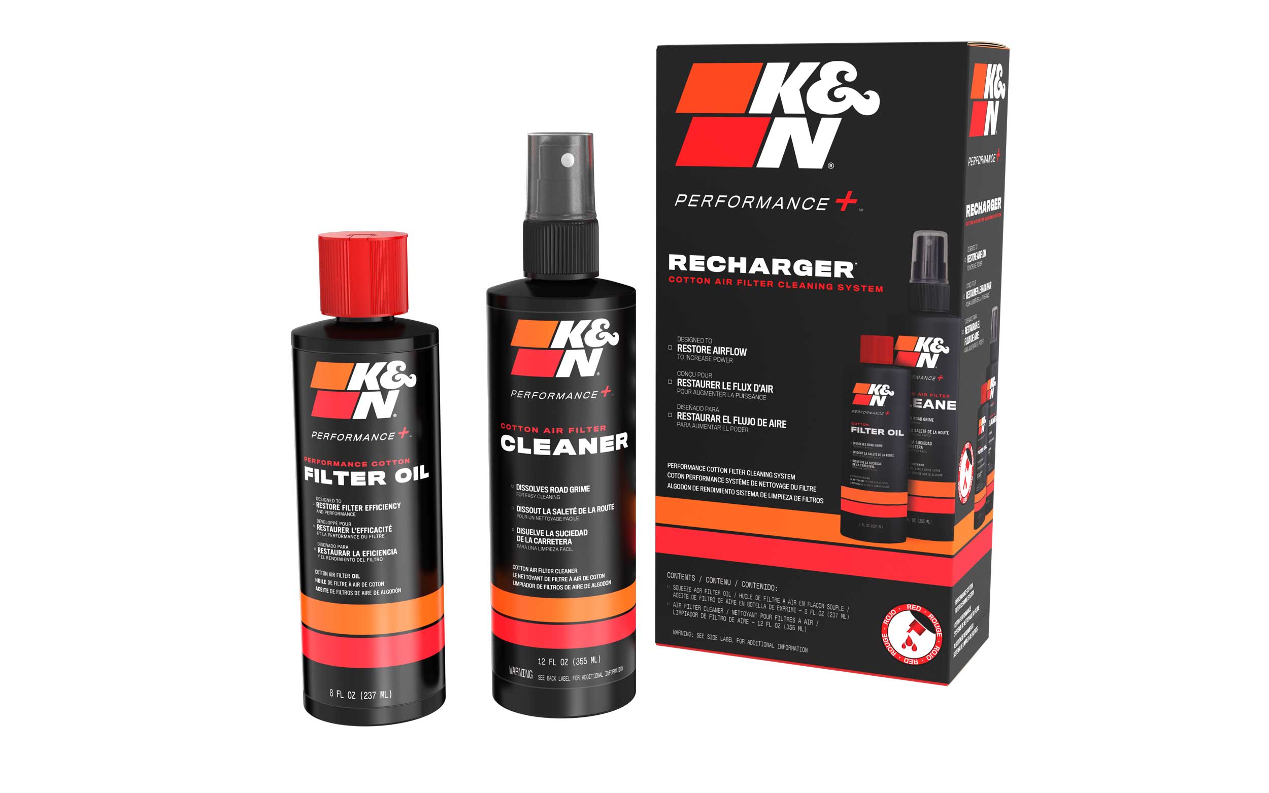 K&N - Filter Care Service Kit - Squeeze Red - RECHARGER KIT; SQUEEZE OIL - RED (99-5050)