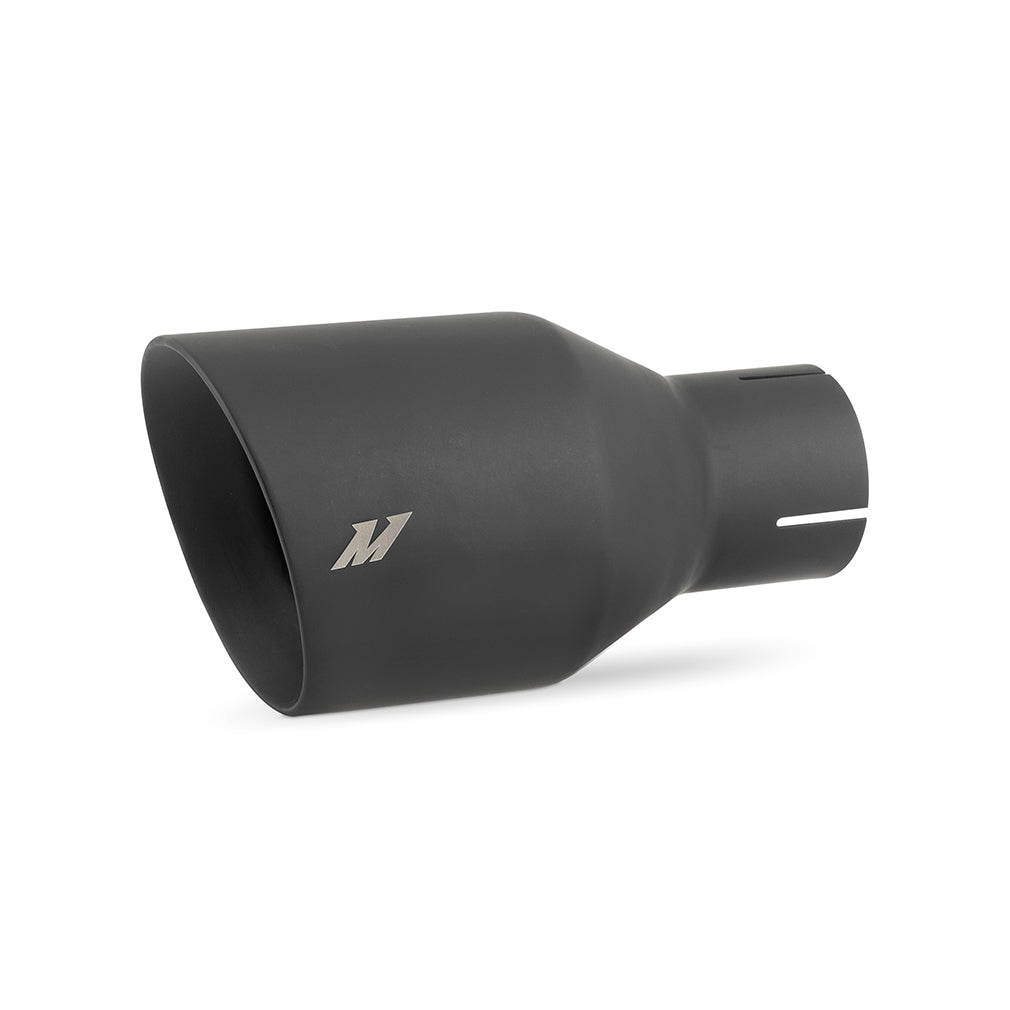 Clamp-on Double Wall Exhaust Tip, 2.5" Inlet, Slash Cut, BK