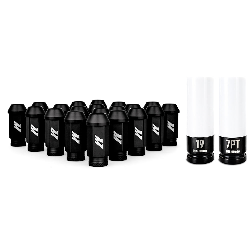 Aluminum Locking Lug Nuts M12x1.5, 20pc Set, Black