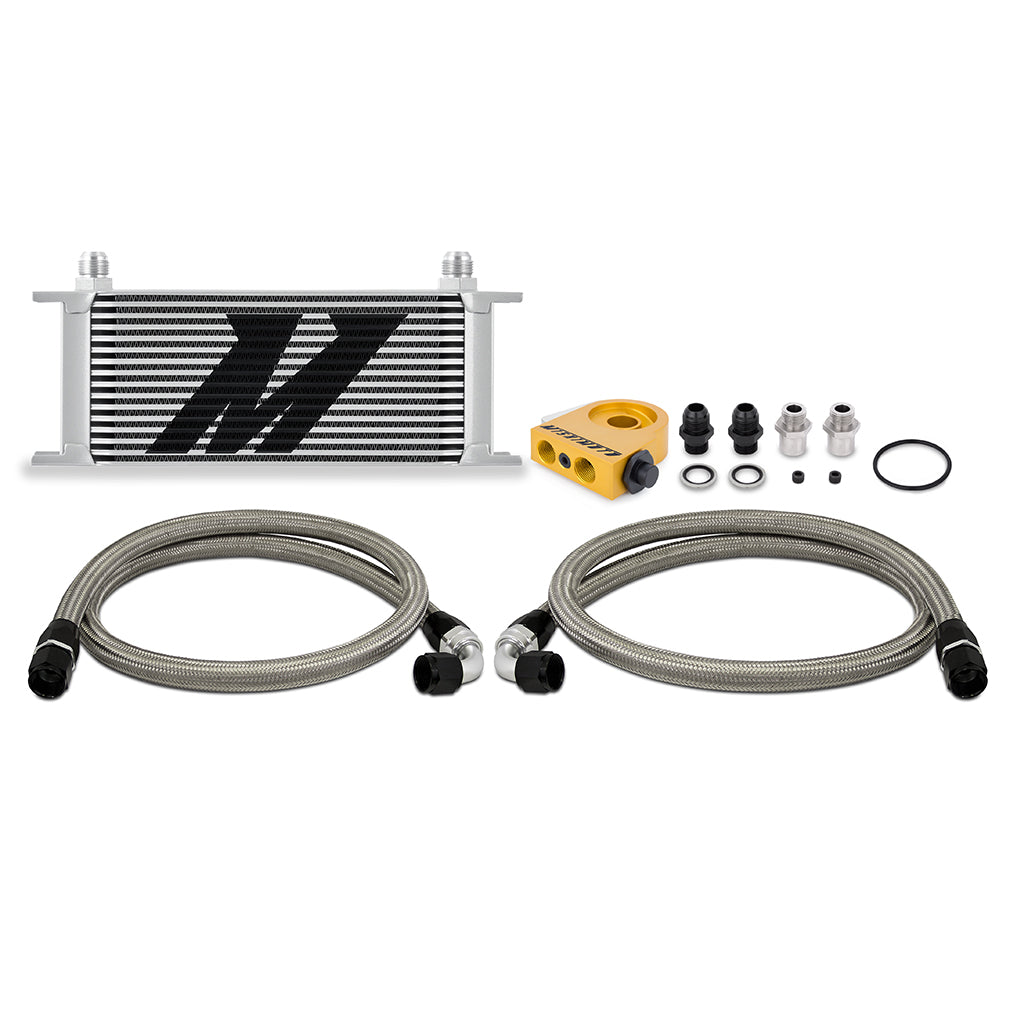 Universal Thermostatic Oil Cooler Kit 16-Row Silver Mishimoto