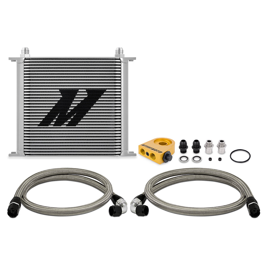 Universal Thermostatic Oil Cooler Kit 34-Row Silver Mishimoto